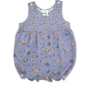 Vintage Floral Pointelle Bubble Romper All Mine Purple Baby Girl 18 Months